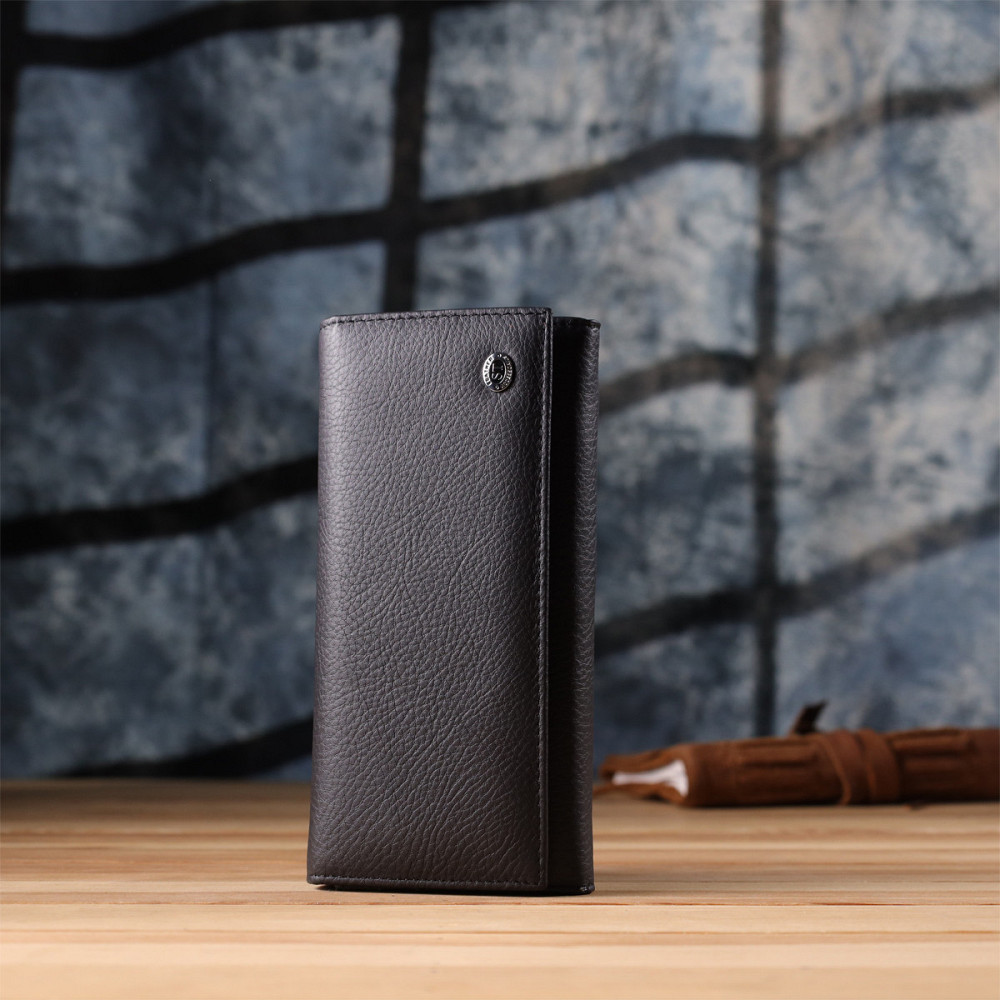 Вместительный кошелек для женщин из натуральной кожи Черный (ST Leather) Киев - изображение 3