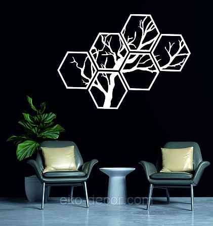 Декоративное настенное Панно «Дерево», Декор на стену 130*92 см, Белый, Ручная работа Киев