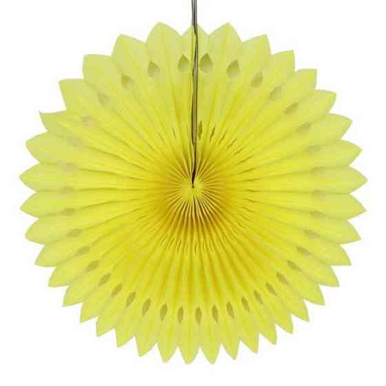 Бумажный веер декоративный 25 см желтый Киев