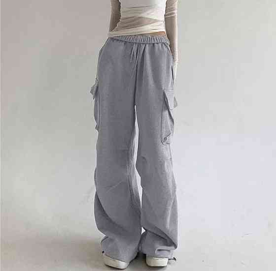 Жіночі повсякденні оверсайз штани-карго двонитка Сірий Одеса