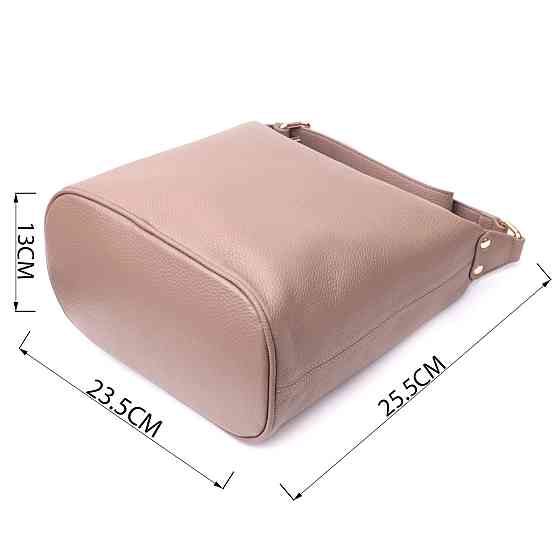 Практичная женская сумка с одной длинной ручкой из натуральной кожи Vintage 22306 Бежевая Киев