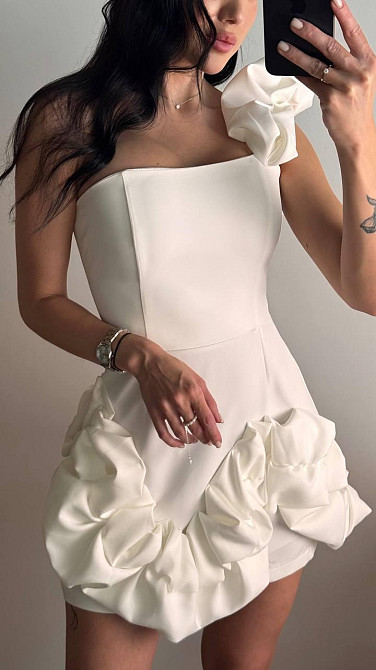 Женское праздничное мини платье с воланами костюмка барби Молочный, 42/44 Одесса - изображение 10