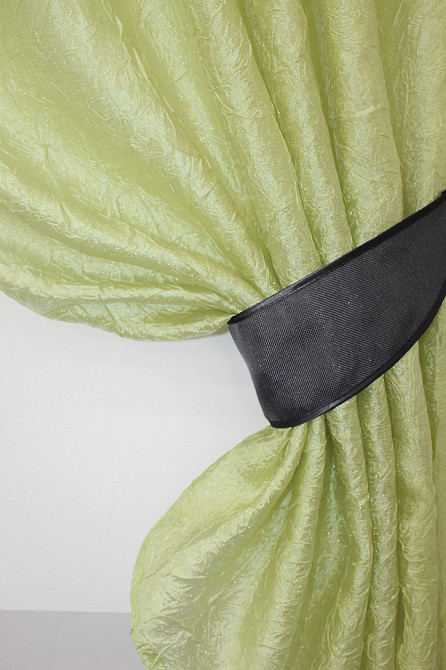 Кухонные шторы VR-Textil № 073к с ламбрекеном и подхватами салатовый с графитовым 275х170 см (52-0154) Киев - изображение 3