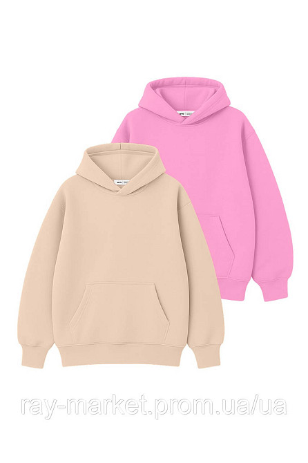 Набір чоловічий худі оверсайз утеплене 2шт RAY OVERSIZE комбінований Бежевий/Рожевий (U0404M-Cream-Pink) Київ - фото 1
