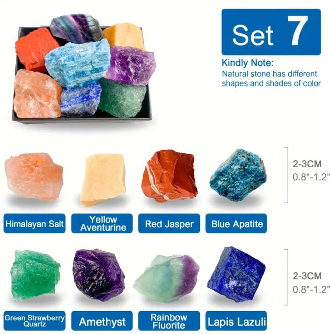 Набор из 8 необработанных кристаллов в коробке Натуральные минералы для декора. Киев - изображение 3