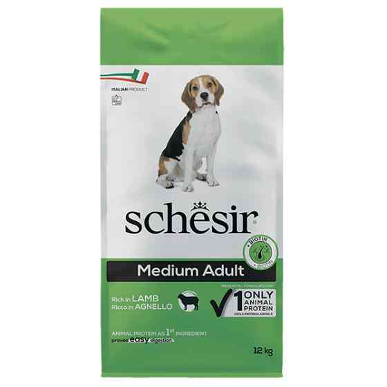 Schesir Dog Medium Adult Lamb ШЕЗІР ДОРОСЛИЙ СЕРЕДНІХ ЯГНЯ сухий монопротеїновий корм для собак середніх порід Київ