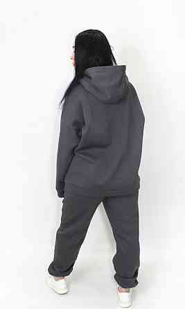 Женский спортивный теплый костюм трехнитка на флисе Графитовый XL/2XL Харьков
