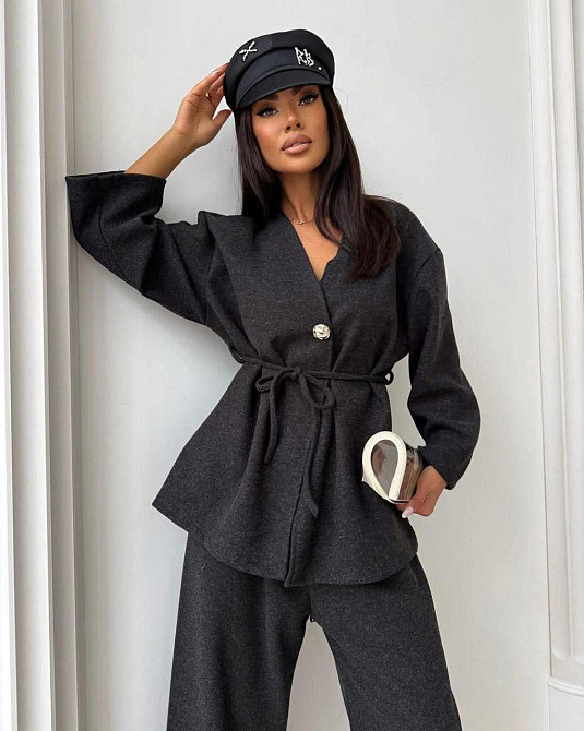 Жіночий стильний теплий костюм двійка: жакет + штани, вовна Одеса - фото 3