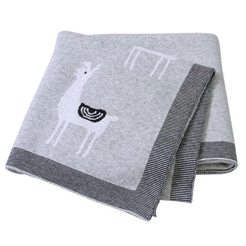 Плед Детский Lovely Svi Хлопок 80х100 см Вязаный Серый Лама Киев - изображение 1