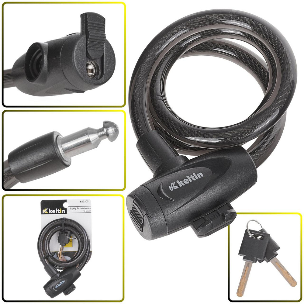Велосипедний замок "Keltin" тросик 12х 800мм на ключик Київ - фото 1