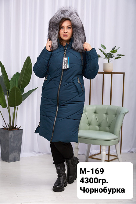 Жіноча подовжена зимова куртка великих розмірів із натуральним хутром.  56-66р Київ - фото 3