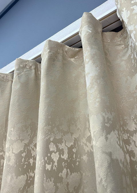 Комплект коротких штор VR-Textil Лен мрамор Pavliani ХО № 1272ш Теплый бежевый 130х170 см 2 шт (35-0201) Киев - изображение 8