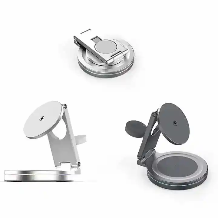 Металевий бездротовий зарядний пристрій 3в1 KD14 (MagSafe) з обертанням 360° - Графітовий Киев - изображение 5