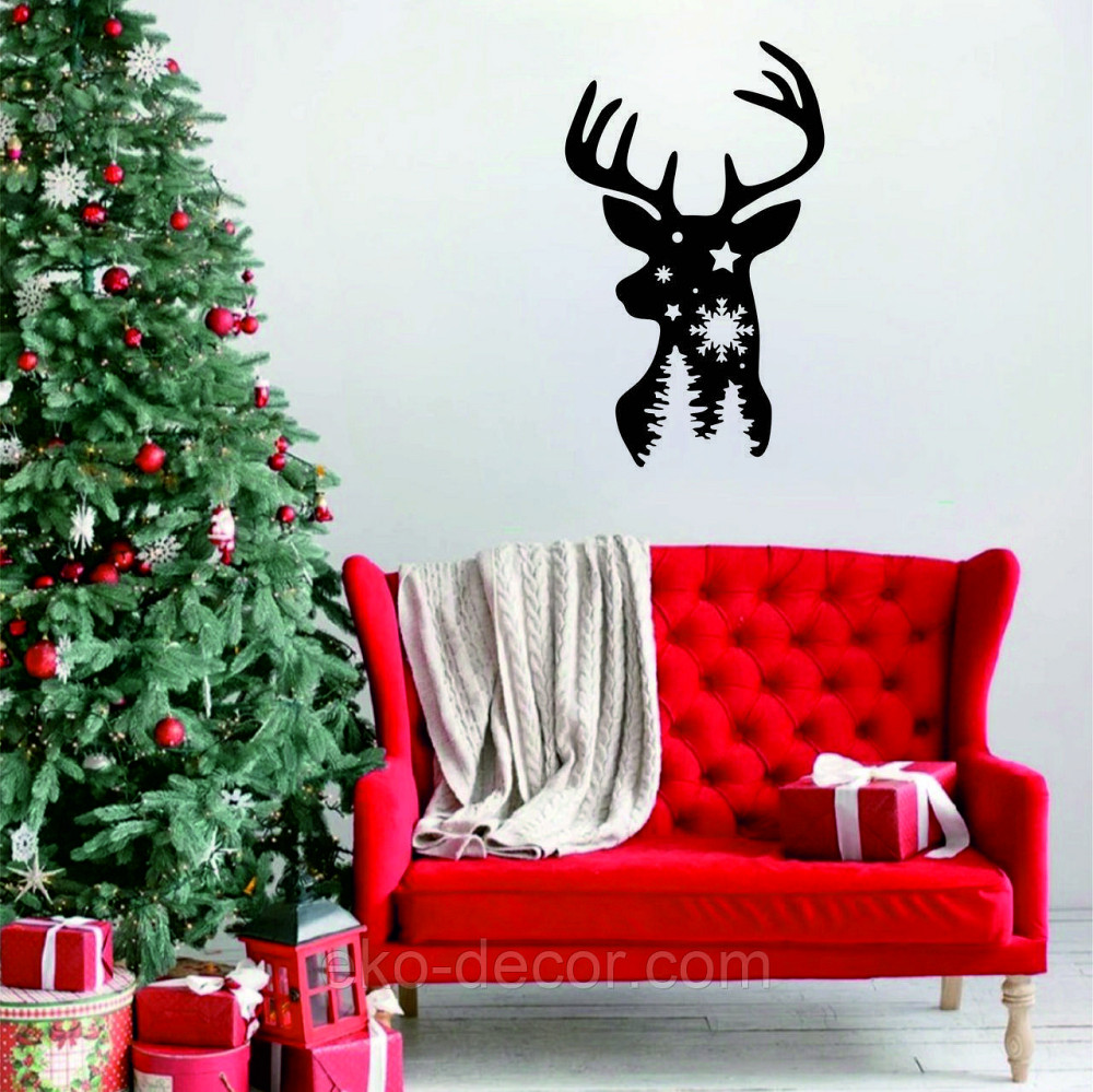 Декоративное настенное Панно «Олень», Декор на стену 90*54 см, Черный Киев - изображение 8