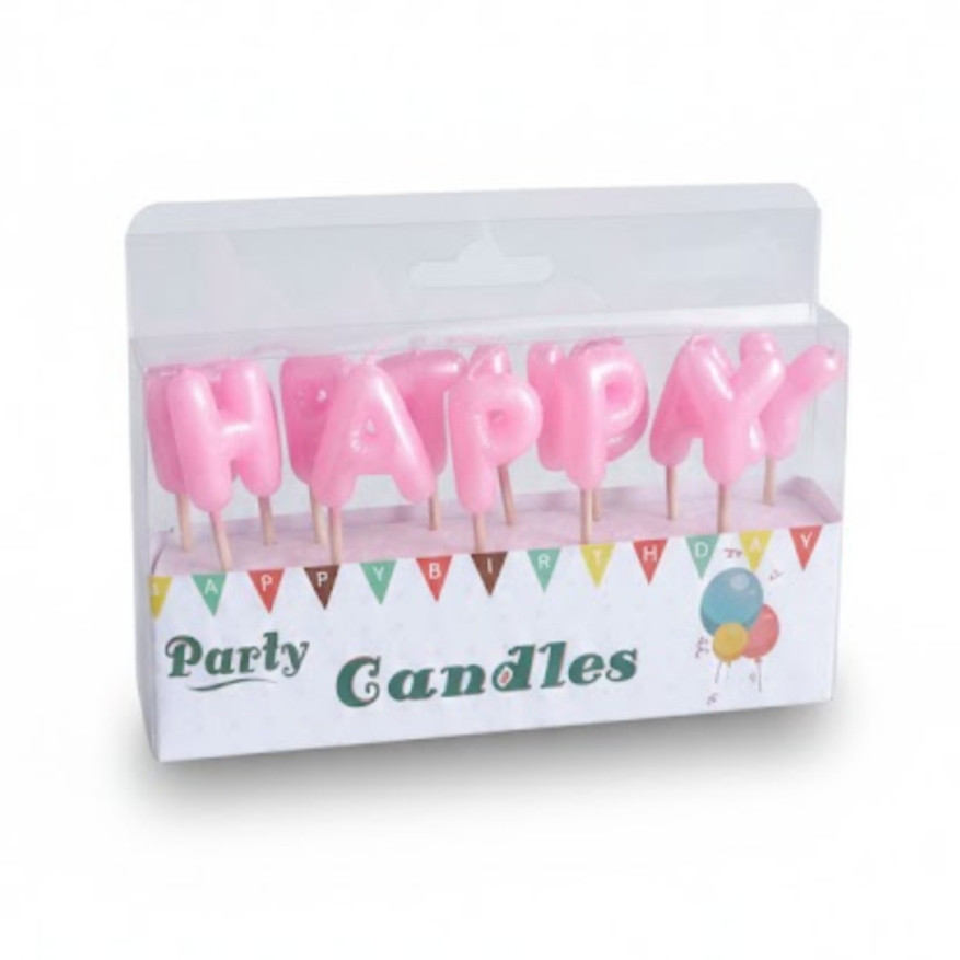 Свічка для торта букви happy birthday рожеві Київ - фото 3