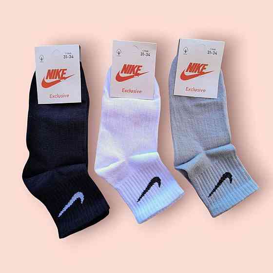 Дитячі якісні бавовняні шкарпетки мікс середньої висоти в наборі по 3 штук Nike. Розмір 31-34 Київ