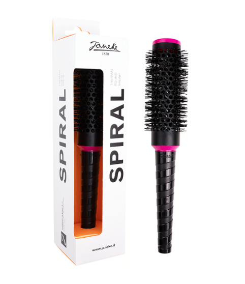 Браш гребінець Janeke Spiral L 52 мм чорний з рожевим Слов'янськ - фото 1