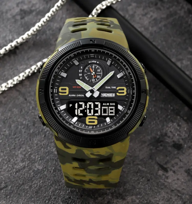 Чоловічий спортивний годинник Skmei 1655 (Камуфляж з чорним табло) Вінниця - фото 4