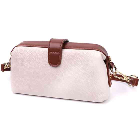 Превосходный клатч с интересной защелкой из натуральной кожи Vintage 22426 Белый Киев