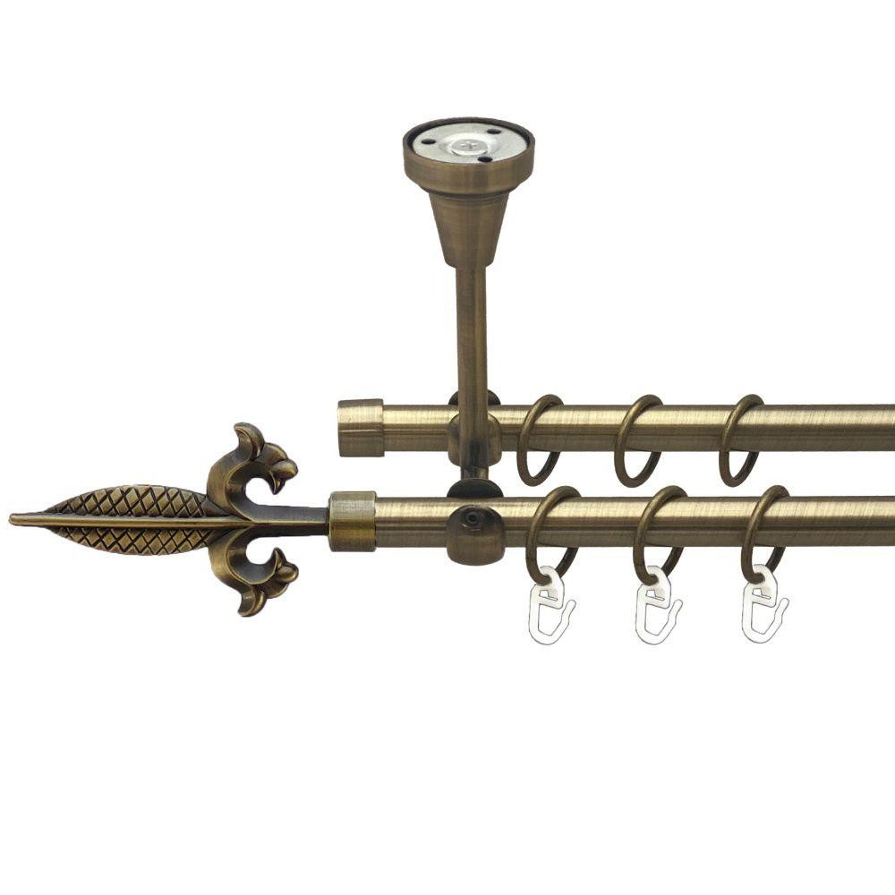 Карниз Orvit Генуя металевий дворядний відкритий до стелі гладка труба кільце металеве Антик 16\16 мм 240 см (00-00016889) Львів - фото 1