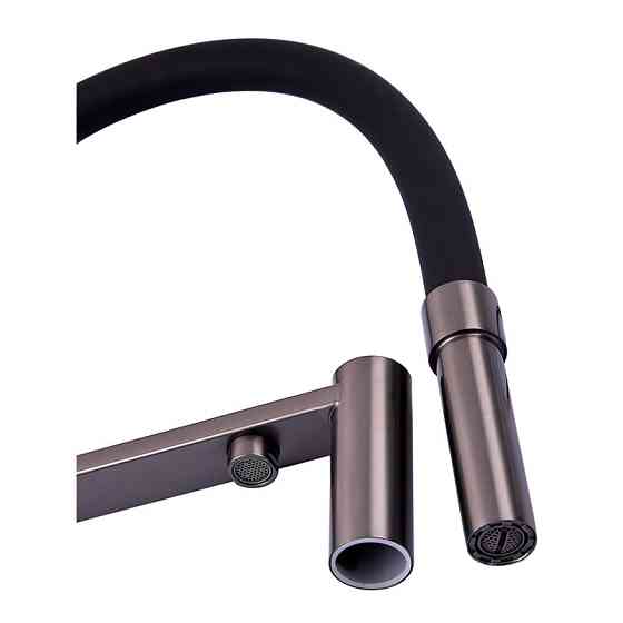 Кухонний змішувач Zerix KIT-021 Graphite REFL.Black з гнучким виливом на дві води з нержавіючої сталі Харків