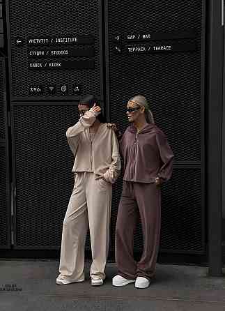 Женский прогулочный костюм двойка: кофта и штаны из плюшевого велюра Бежевый, 42/46 Одесса