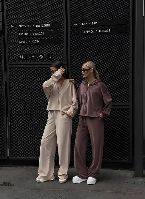 Жіночий прогулянковий костюм-двійка: кофта та штани з плюшевого велюру Бежевий, 42/46 Одеса - фото 1