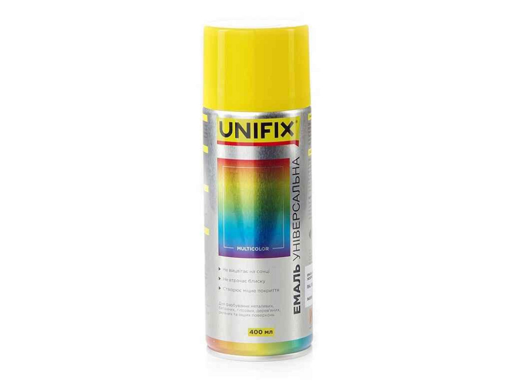 Фарба аерозольна 400мл жовтий акрилова універсальна RAL 1023 ТМ UNIFIX Київ - фото 1
