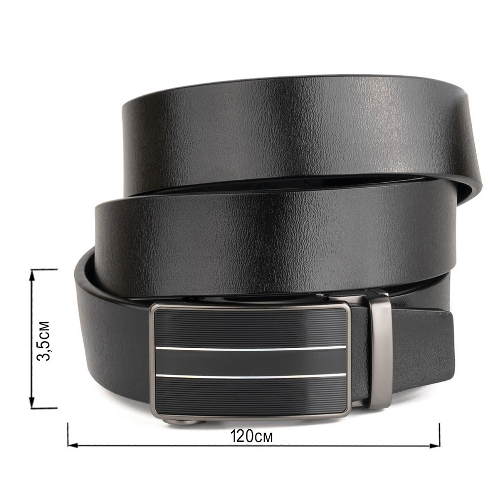 Ремінь чоловічий зі смужками на пряжці Vintage 20334 Чорний Київ - фото 6