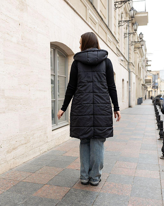 Женская длинная чёрная жилетка весна осень.  46-74р. Киев - изображение 4