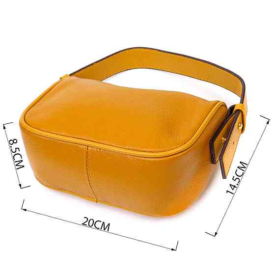 Красива сумка на плече крос-боді з натуральної шкіри 22100 Vintage Жовта Київ