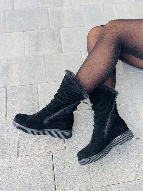 Напівчоботи жіночі D and V 2034 чорні (зима, замша натуральна) (2186) лише 37р. 37 Коломыя - изображение 1