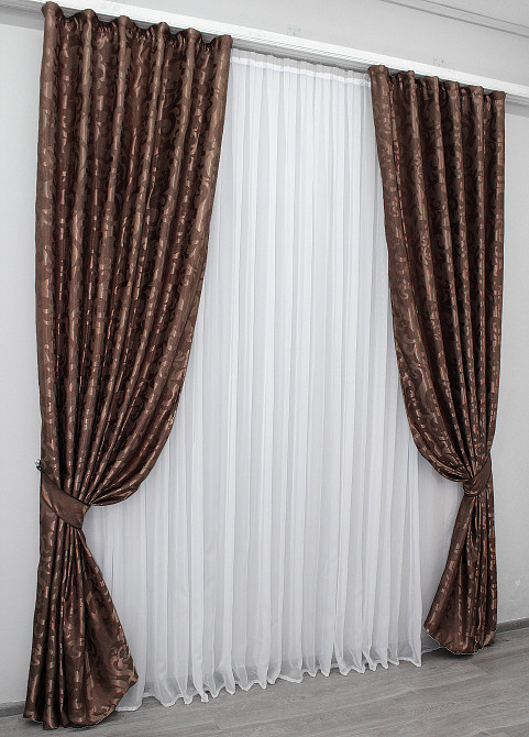Комплект готових штор VR-Textil Жакард Вензель № 478ш Світло-коричневий 100х270 см 2 шт (31-014) Київ - фото 10