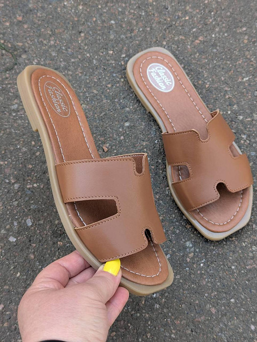 Mermaid Шльопанці жіночі з натуральної шкіри на плоскій підошві коричневі Mermaid 2401 р. 36-40 Коломия - фото 2