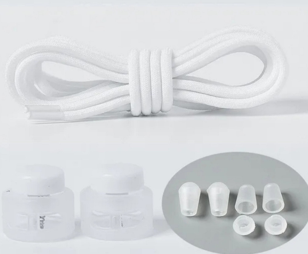 Шнурки еластичні без зав'язок з пластиковими зажимами Білий Смела - изображение 1