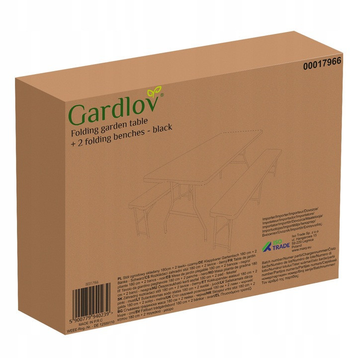 Садовый Стол складной с скамейками 180 см + чехол Gardlov (17966) Black Нововолынск - изображение 9
