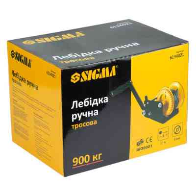 Лебедка Sigma ручная барабанная, стальной трос 10мx5мм, 900кг (6134021) Винница