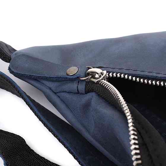 Мужская бананка отменного качества из винтажной натуральной кожи Синий (SHVIGEL) Киев