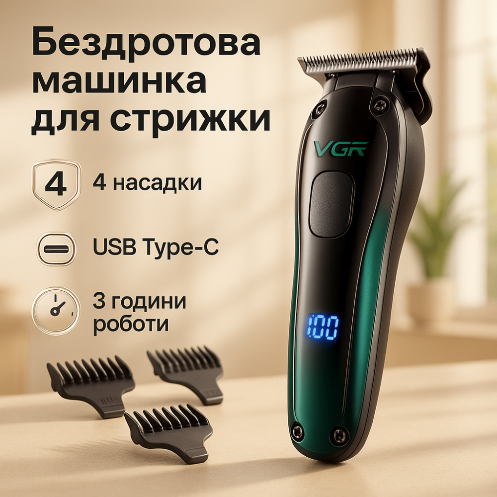 Професійна машинка для стрижки волосся голови VGR V-998, Електромашинка для волосся DL-78 Львів - фото 17