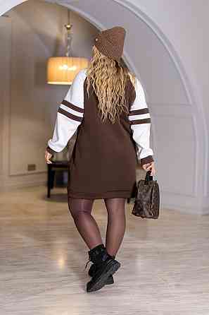 Тепле плаття із тринитки на флісі "Cindy" | Батал Шоколадний, 54-56 Київ