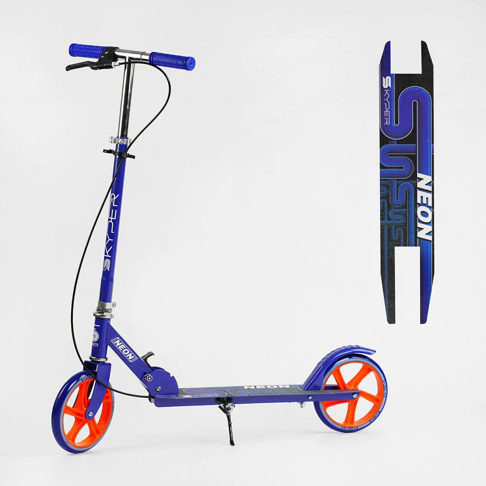 Самокат двоколісний Skyper Neon сталева рама ручне гальмо Синій (N-41417) Чернігів - фото 1