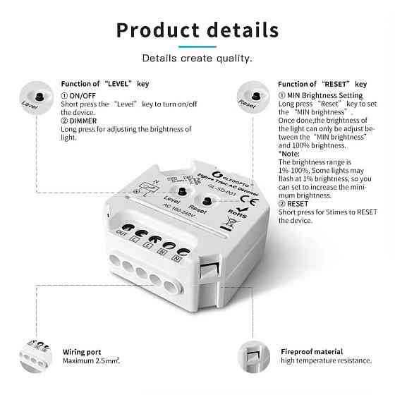 Розумний регулятор яскравості Gledopto GL-SD-001 | ZigBee Луцьк