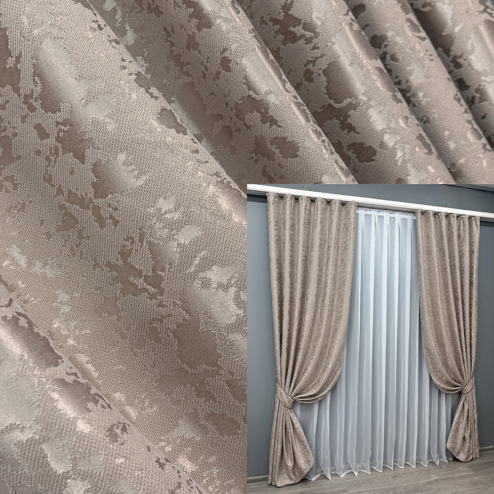 Комплект готових штор VR-Textil Льон мармур Pavliani VO № 1715ш світло-пудровий 200х270 см 2 шт (32-433) Київ - фото 1