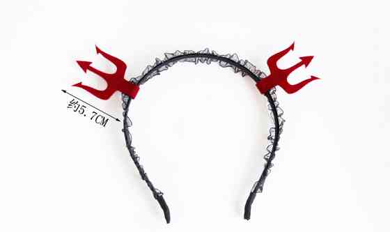 Обруч на Хэллоуин с рожками one size черно-красный Киев