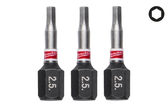 Біта SHOCKWAVE MILWAUKEE, Hex2,5, 25мм, (3шт) Одеса