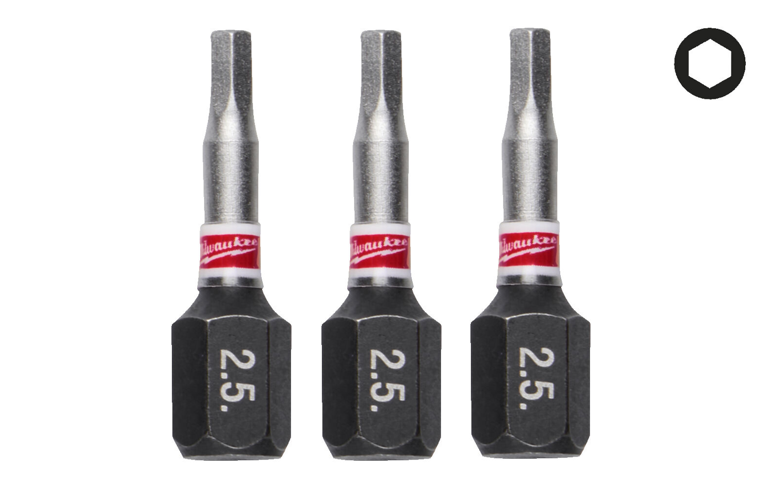 Біта SHOCKWAVE MILWAUKEE, Hex2,5, 25мм, (3шт) Одеса - фото 1