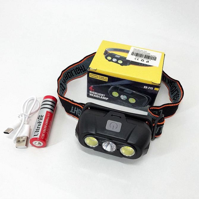 Ліхтарик на голову діодний KX-215-LED-2COB, Ліхтарик на голову із зарядкою, BK-487 Ліхтарик налобник Київ - фото 7