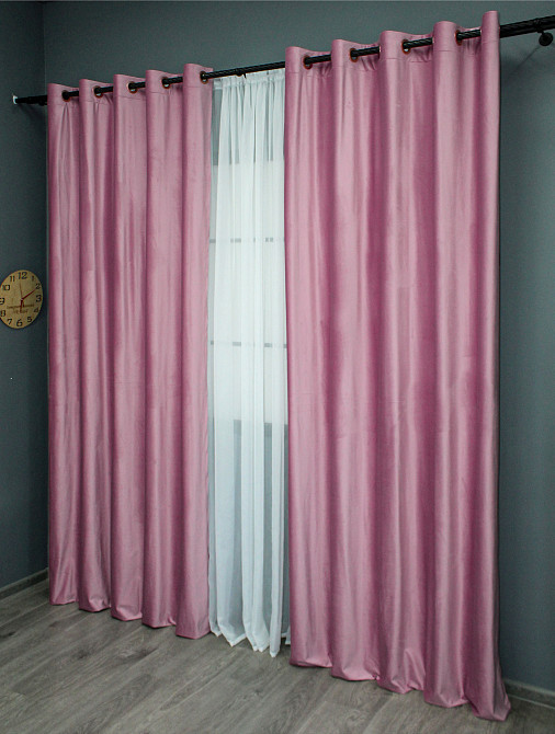 Комплект штор на люверсах VR-Textil Бархат № 1661ш Розовый 150х280 см 2 шт (37-0225) Киев - изображение 4