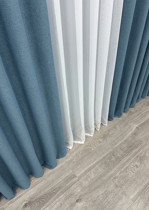 Премиум шторная ткань blackout 100%, двусторонняя, коллекция «ASHEN NIGHT» цвет синий 1852ш Киев - изображение 7