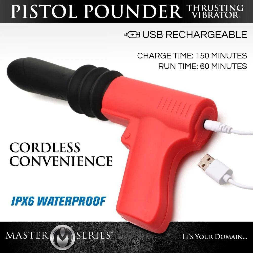 Вибратор в форме пистолета, с фрикциями Master Series Pistol Pounder красно-черный Sex Aura Киев - изображение 6